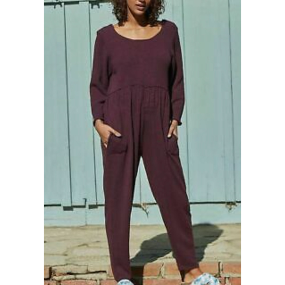 Free People Beach Breaking Free Cotton Nylon Jumpsuit Sz M